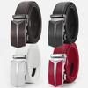Red Film Buckle Belt for Men's Second Layer Cowhide Automatic Buckle Casual Business Youth Trendy Men's Trousers Belt