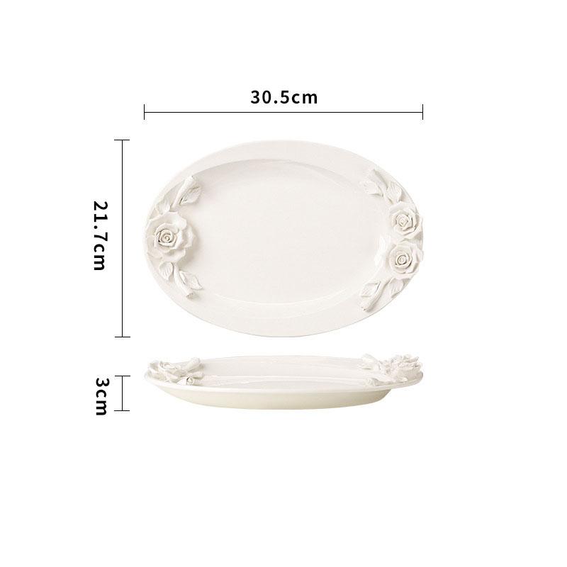 Керамическая тарелка с цветочным рельефом Завтрак Фруктовый салат Обеденные тарелки Отель Ресторан Западная тарелка Кухня Десертная тарелка Столовые приборы