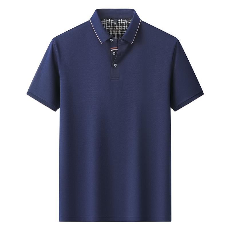 2025 новая летняя мужская однотонная футболка с короткими рукавами из шелка тутового дерева с лацканами, рубашка поло для отдыха