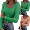 Women's  And Winter Slim Bottom T-shirt Fashion Casual Solid Color O Neck Pullover Long Sleeve Top
