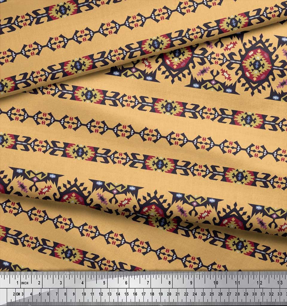 Soimoi Японская креп-сатиновая ткань Ацтекская юго-западная печатная ткань 1 метр 42 дюйма