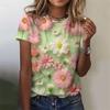 Flower Rose T Shirt For Women Funny Colorful 3D Printed Tees Summer Oversized Tops Short Sleeves Round Neck T-Shirts Streetwear