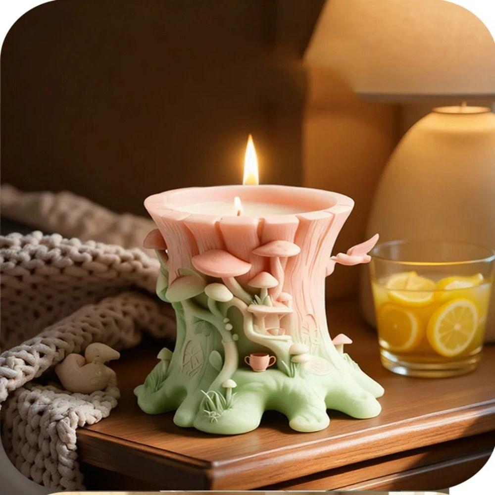 Белая форма для подсвечника Многоцелевая форма в виде пня Форма для DIY кашпо Художественное рукоделие