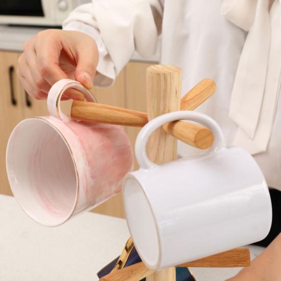 Деревянный держатель для кружки, дерево, 6 крючков, сверхмощный многофункциональный органайзер для чашек чая, кофе, вешалка, подставка для хранения, сливная стойка, товары для дома