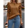 Women's Autumn and Winter Lapel Hooded Solid Colour Long Sleeve Casual Sweatshirt