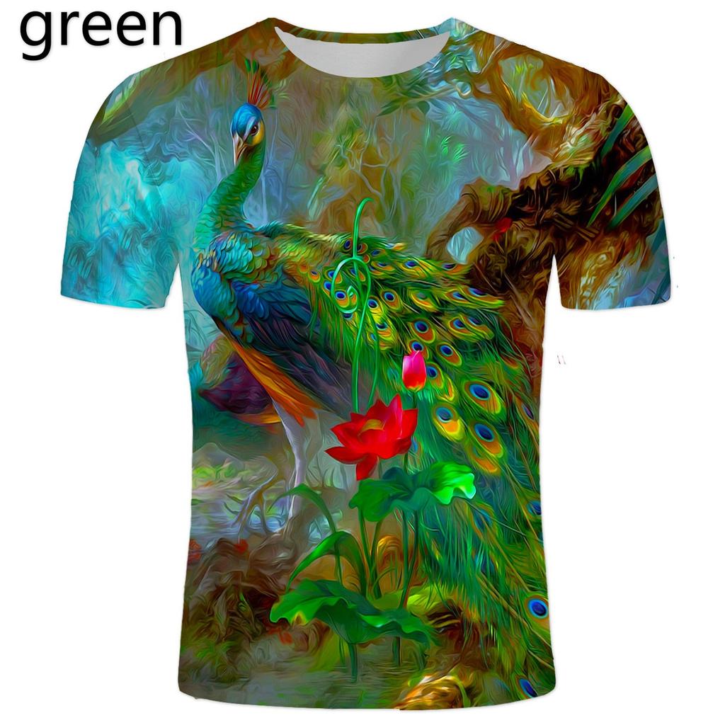 Fashion Peacock 3D Printed T Shirts Men's Casual Short Sleeve T-shirt Casual Men Summer Top