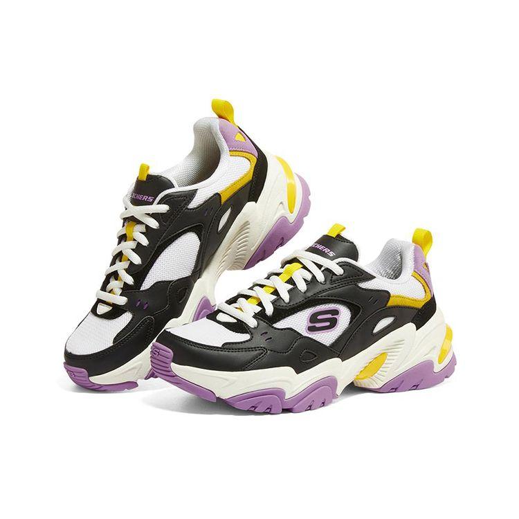 Skechers Stamina V2 Женские Разноцветные Низкие Кроссовки в Стиле "Папа" Синтетическая Кожа Сетка Круглый Носок На Шнуровке 149916-BKMT