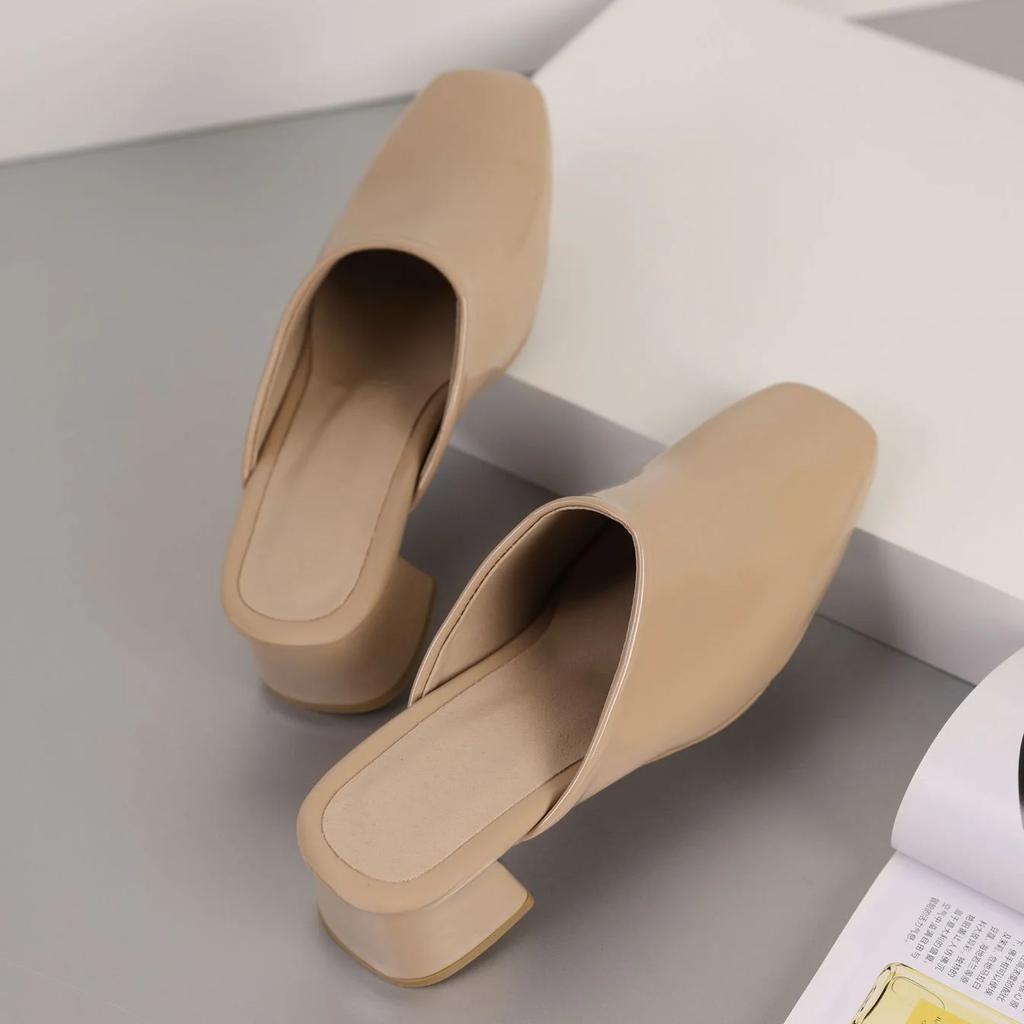 Модные новые летние конфетных цветов шлепанцы на низком каблуке для улицы, европейские и американские женские простые и модные сандалии на толстом каблуке