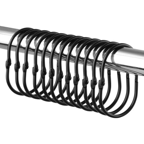 10 шт., кольца для занавески для душа в ванной, металлические крючки для душа, плотно закрытые, гладкие, скользящие кольца для занавесок с защитой от падения