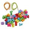 51Pcs Alphabet Lacing Beads with Strings Hand Eye Coordination Glossy Surface Light Lacing Letters