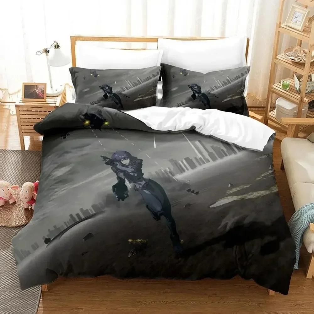 Комплект постельного белья Ghost In The Shell Single Twin Full Queen King Size Bed Set Adult Kids Bedroom Duvetcover Sets 3D Anime Bed Shelf Set