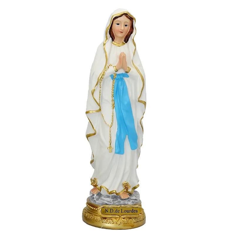 1PC Our Lady of Lourdes Statue Icon Catholic Saint Family Prayer Ornaments Home Decoration Resin Crafts Gifts