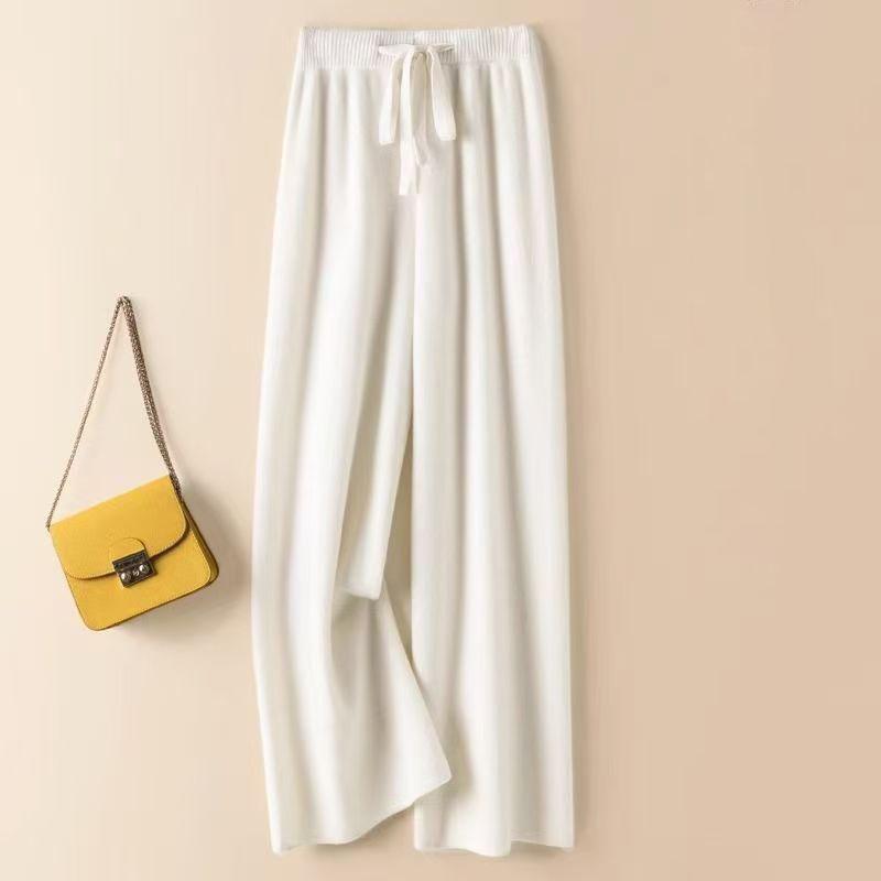 Thick Warm Knitted Casual Chic Basic Soft Elastic High Waist Women's Pants Korean Fashion Straight Ankle-Length Pants For Women