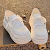 Platform White Shoes Women's Summer Mesh Shoes Women's Breathable Mesh Two and a Half Slippers with Wide-leg Pants Shoes Sports Board Shoes