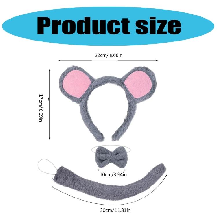 Детский костюм-косплей животного Мышь, набор для косплея, включающий повязку на голову, хвост, бабочку и нос