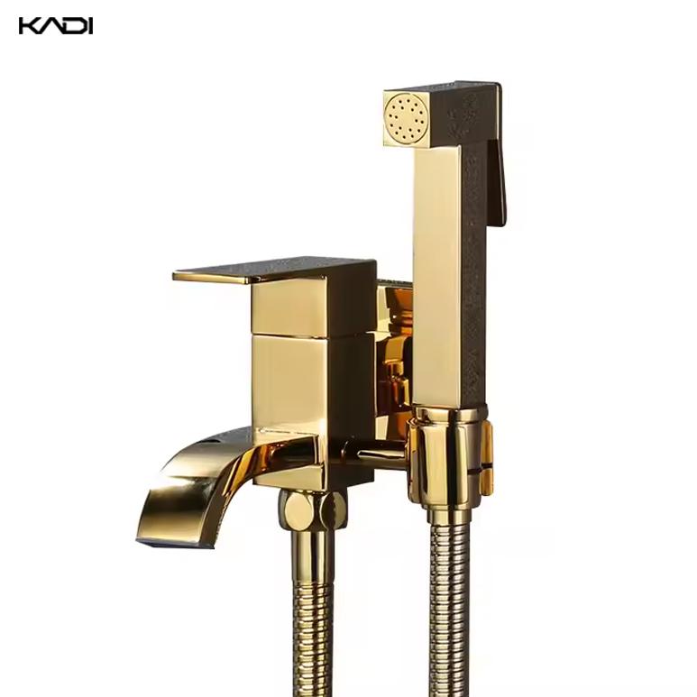 Rose Gold Portable Brass Bidet Sprayer Set Modern Handheld Wall-Mounted Vertical Spray Toilet Bidet 3-Year Hotel Kitchen