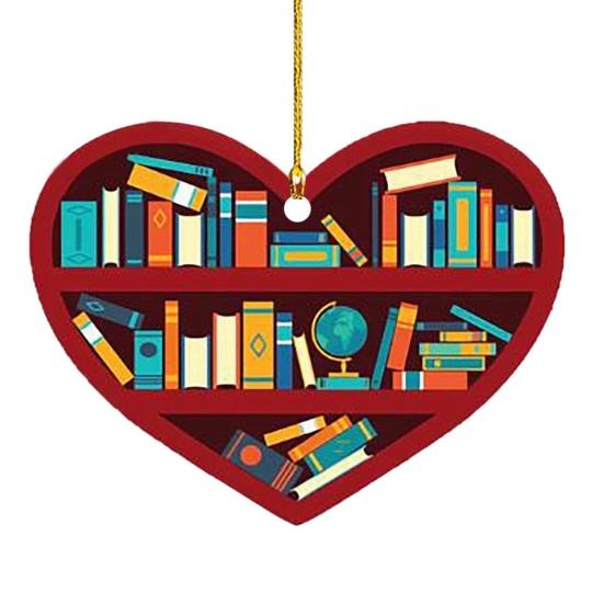 Heart Shaped Christmas Ornament Acrylic Bookshelf Xmas Tree Hanging Decorations 2D Flat