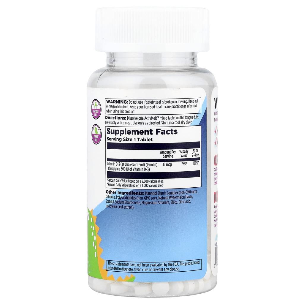 Dinosaurs, Vitamin D-Rex, Watermelon Flavor, 600Iu, 120 Micro Tablets