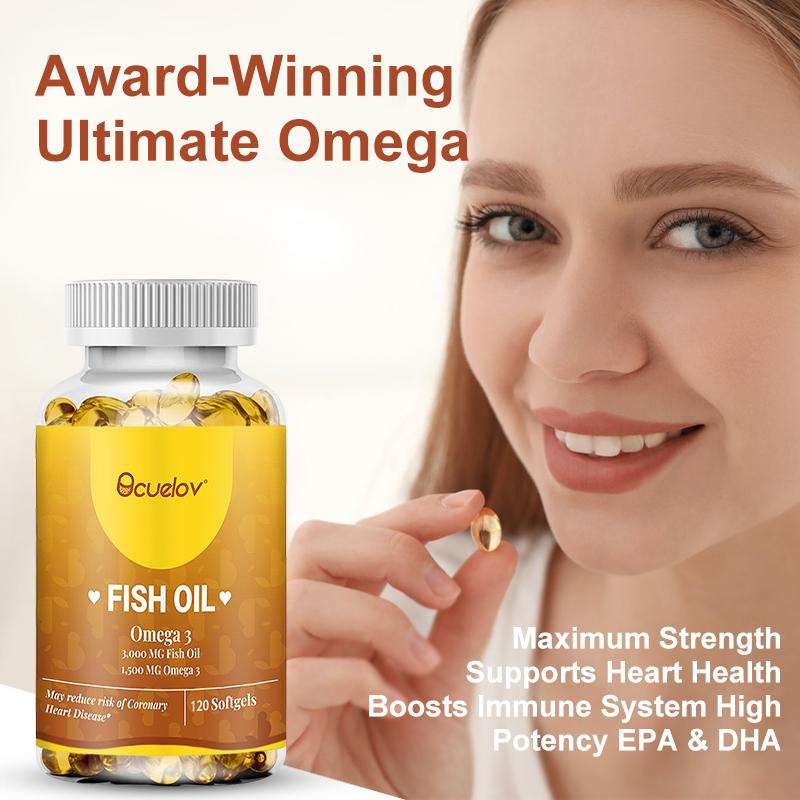 Bcuelov Deep Sea Fish Oil Soft Capsules contain 3000mg fish oil to enhance immunity 120 capsules
