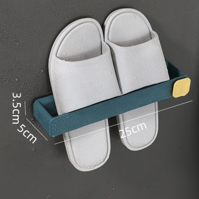 Wall Mounted One Piece Shoe Rack Bathroom Slipper Shelf No Punching Space Saving Shelf Bathroom Hanging Holder
