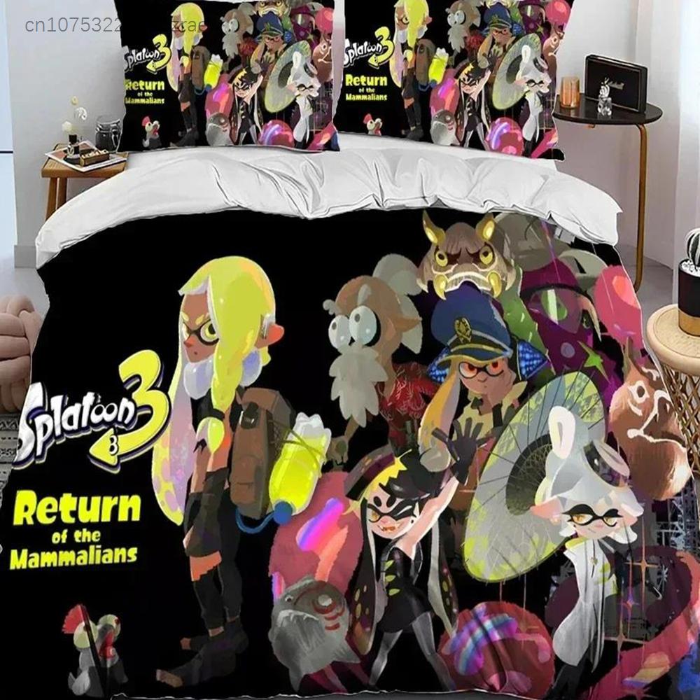 3D Печать S-Splatoon Мультяшный Комплект Постельного Белья Печатный Комплект С Наволочкой Покрывало на Одеяло Мягкое Размер Queen King Постельное Белье Дом