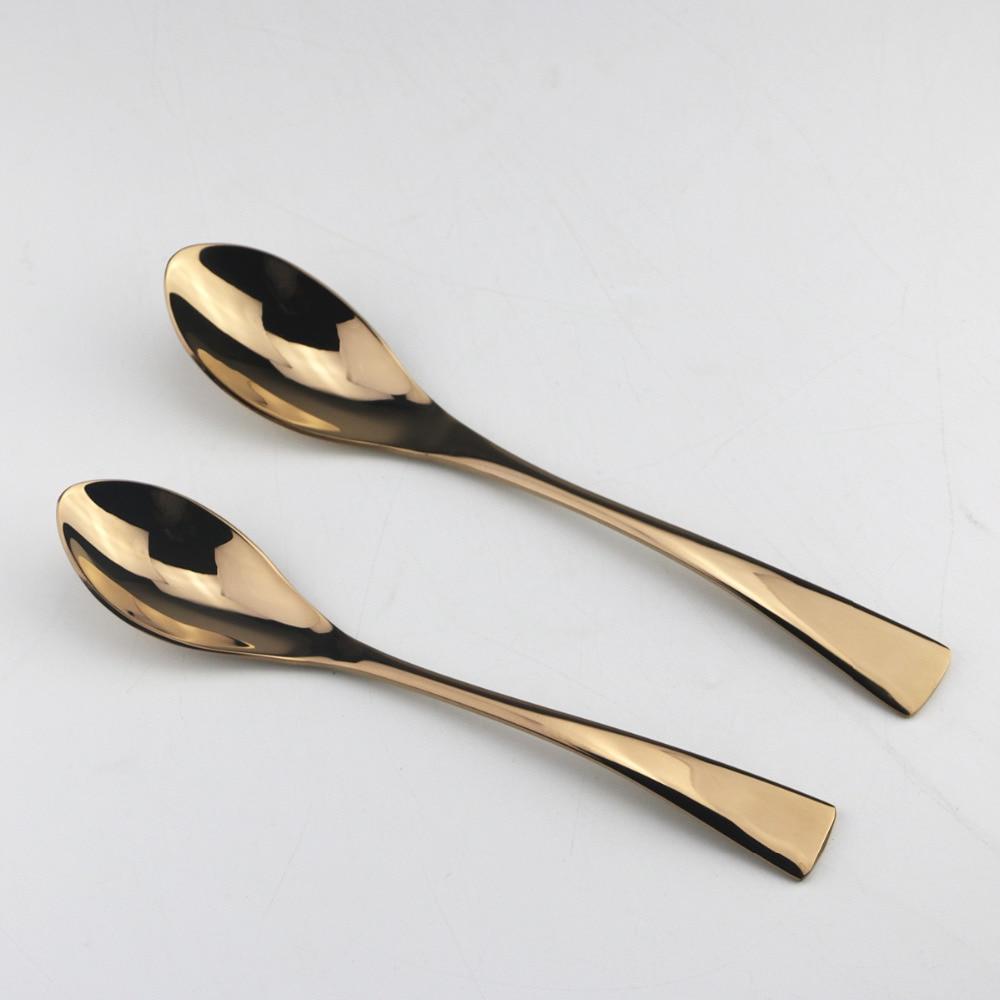 Роскошный набор столовой посуды из розового золота, столовые приборы с западным покрытием, обеденные ножи, вилки, набор ложек для десерта, набор посуды с гравировкой