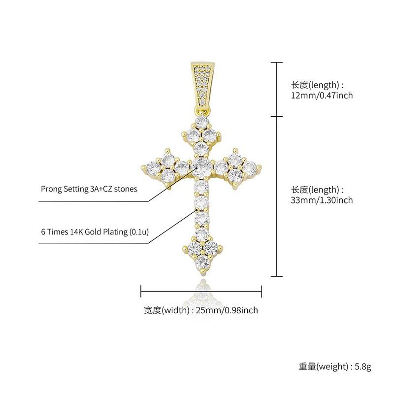 Vintage Cross Pendant Necklace Full Zircon Minimalist Jewelry Everyday Wear