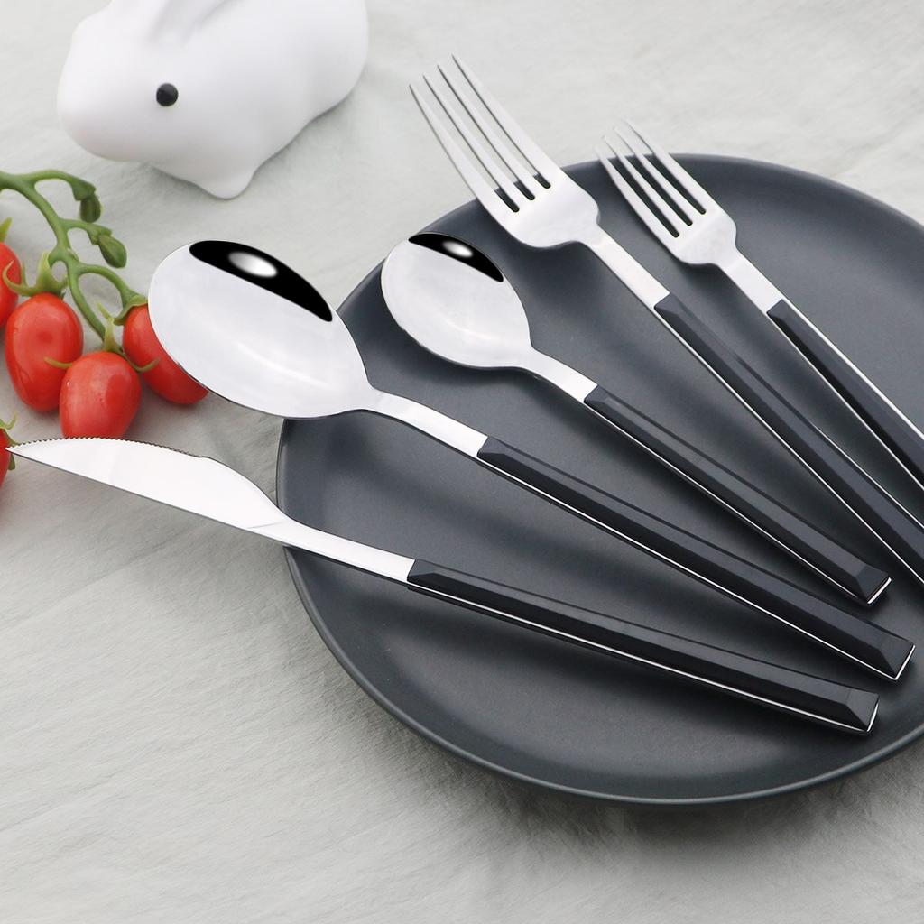 30Pcs Imitation Wooden Handle Dinnerware Cutlery Set Stainless Steel Tableware Knife Fork Spoons Silverware Western Flatware