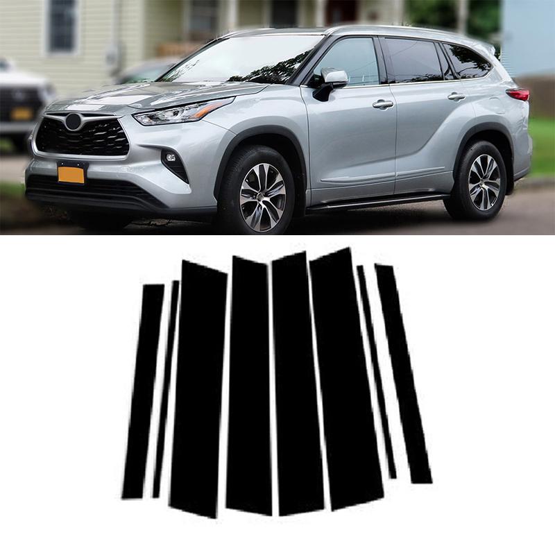 8Pcs For Toyota Highlander 2020 -2022 Window Pillar Posts Door Trims Car Exterior Decoration Stickers Accessories Styling