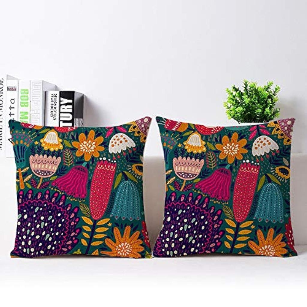 Purple Tree Ethnic Printed Jute Cushion Covers (16X16 Inches) Pack of 2 (Jute, Lr149)
