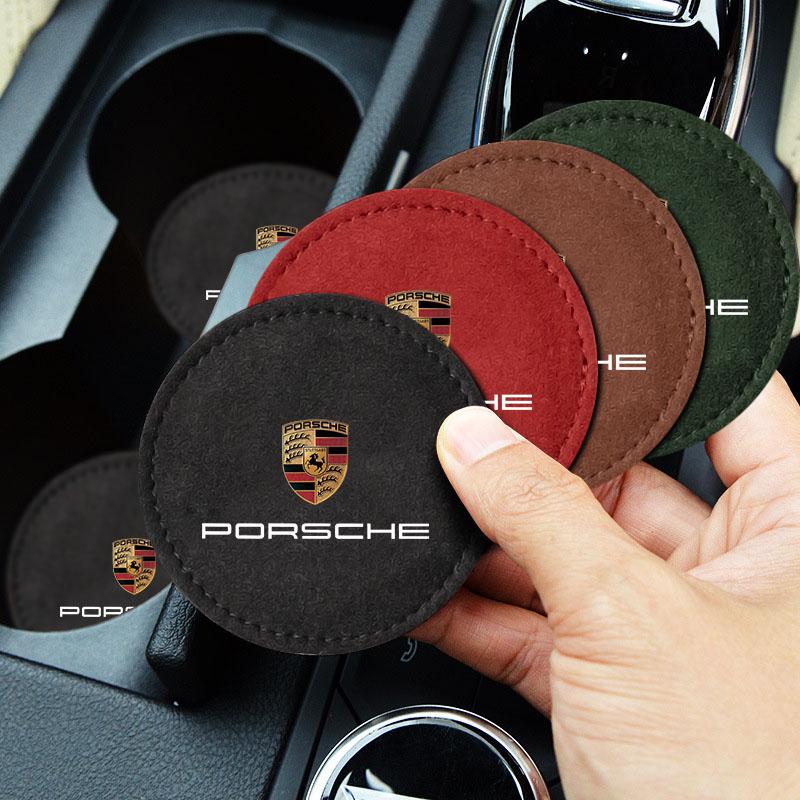 Подушка-подстаканник из ПУ кожи, нескользящий коврик для слота для Porsche Boxster Cayenne Panamera Macan Cayman 911 918 996 917 991