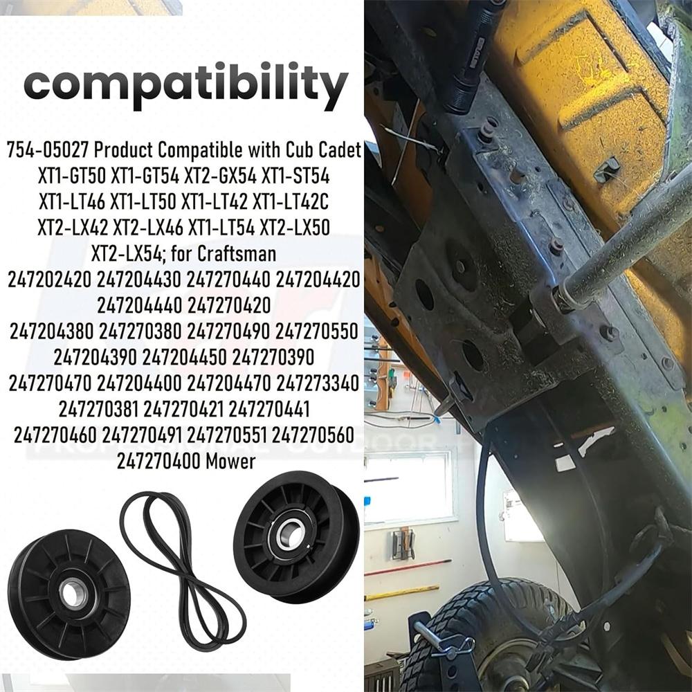 V-Idler Pulley + Flat Idler Pulley +Drive Belt For 756-05024 756-05032 754-05027