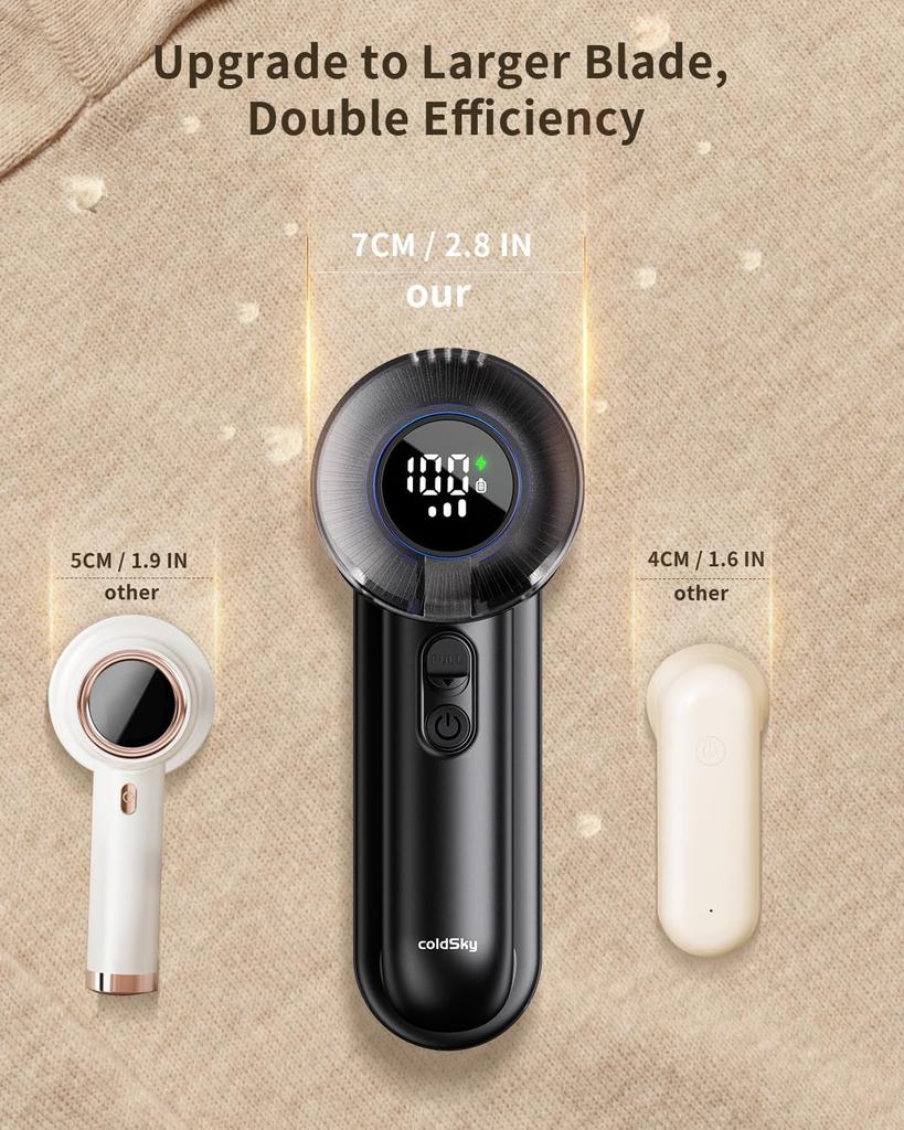 Rechargeable Fabric Shaver with Lint Brush Electric Lint Remover Digital Display Defuzzer Sweater Shaver for Clothing,Blanket