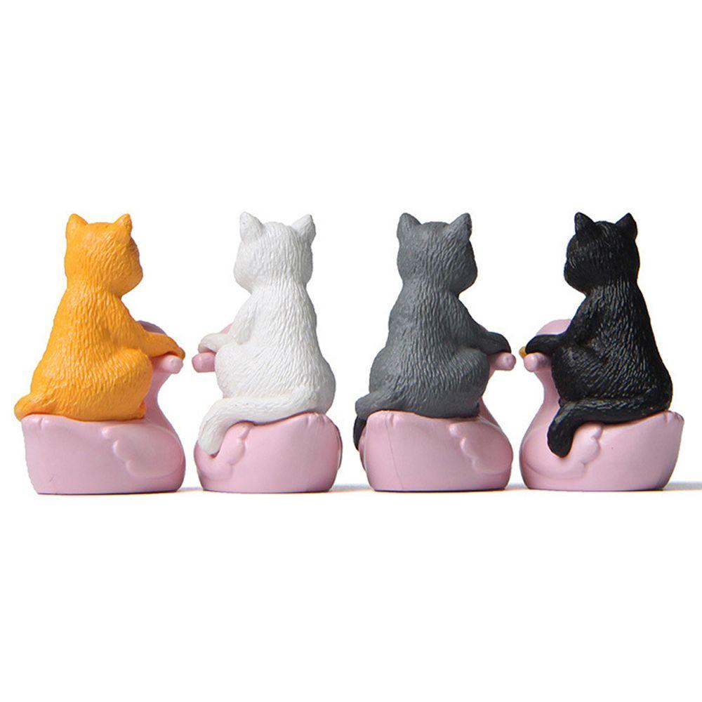 Model Home Decoration Pet Figurines Cat Miniature Cat Ornaments Sitting Pink Duck Cat Small Statue