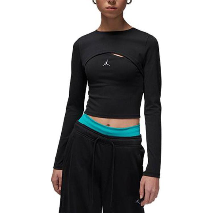 Jordan T Shirts Women's Black Crew Neck Moderate Straight Fit DV1275-010