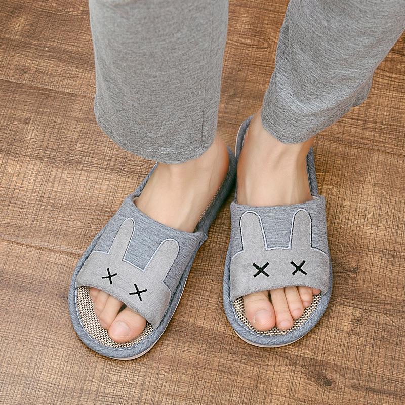 Four Seasons Women's Linen Slippers: Soft, Cartoon-patterned, Non-slip - Perfect for Indoor Use In Spring and Fall.