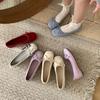 Inner Heightening Version~ French Bow Light Mouth Single Shoes Women's Spring and Autumn Gentle Pink Soft-soled Ballet Evening Shoes