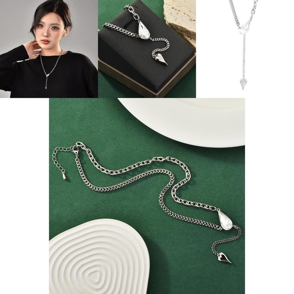 Elegant Water Drop Crystal Chain Necklace For Women Versatile Stylish Jewelry Piece
