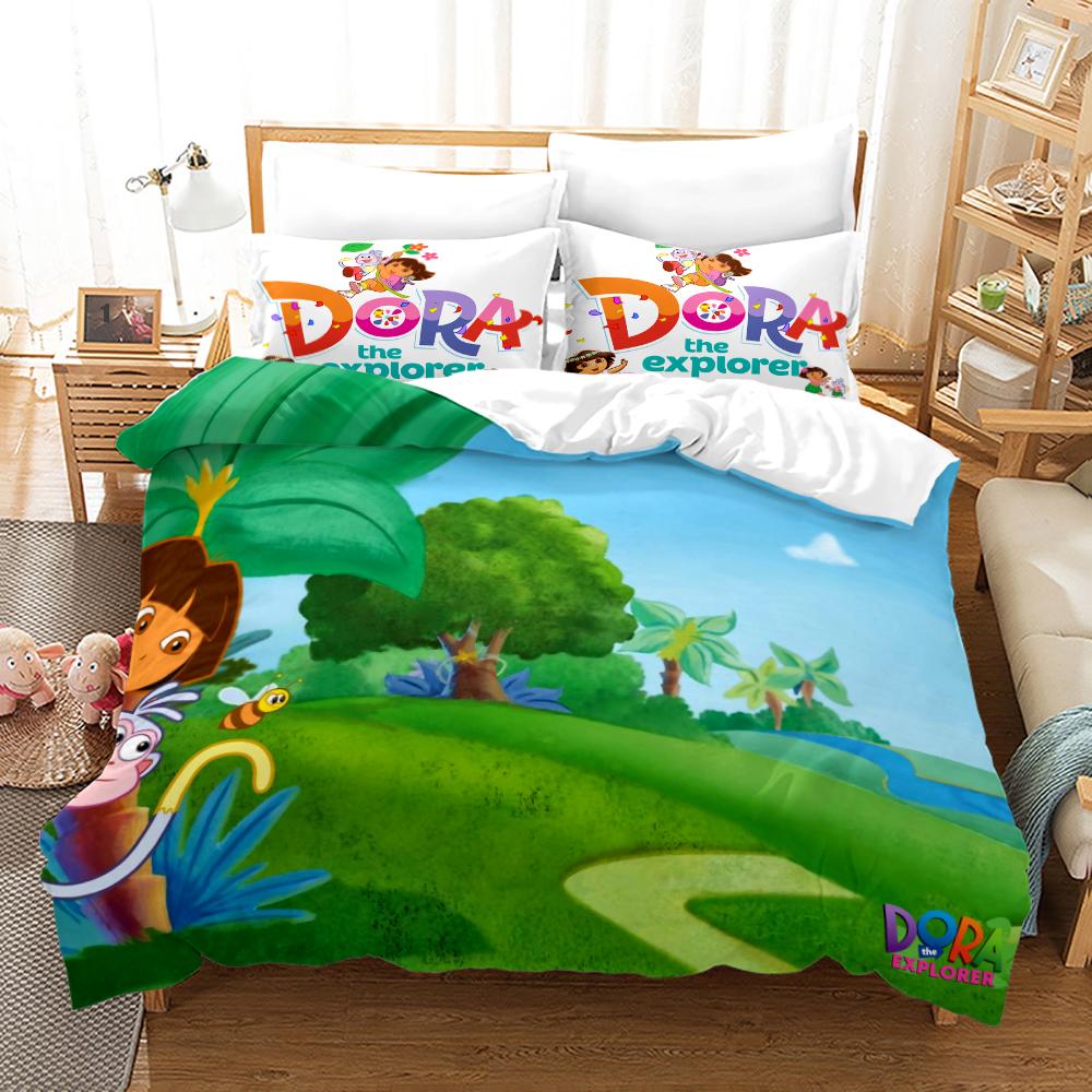 Dora Bedding Collections Kids Boys Girls With Bed Linen Queen King Full Twin Single Size New Anime Kamado Nezo Duvet Cover Collections