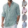 Men's Casual And Trendy Striped Shirt, Long-sleeved Top, Men's Lapel Button Cotton Shirt