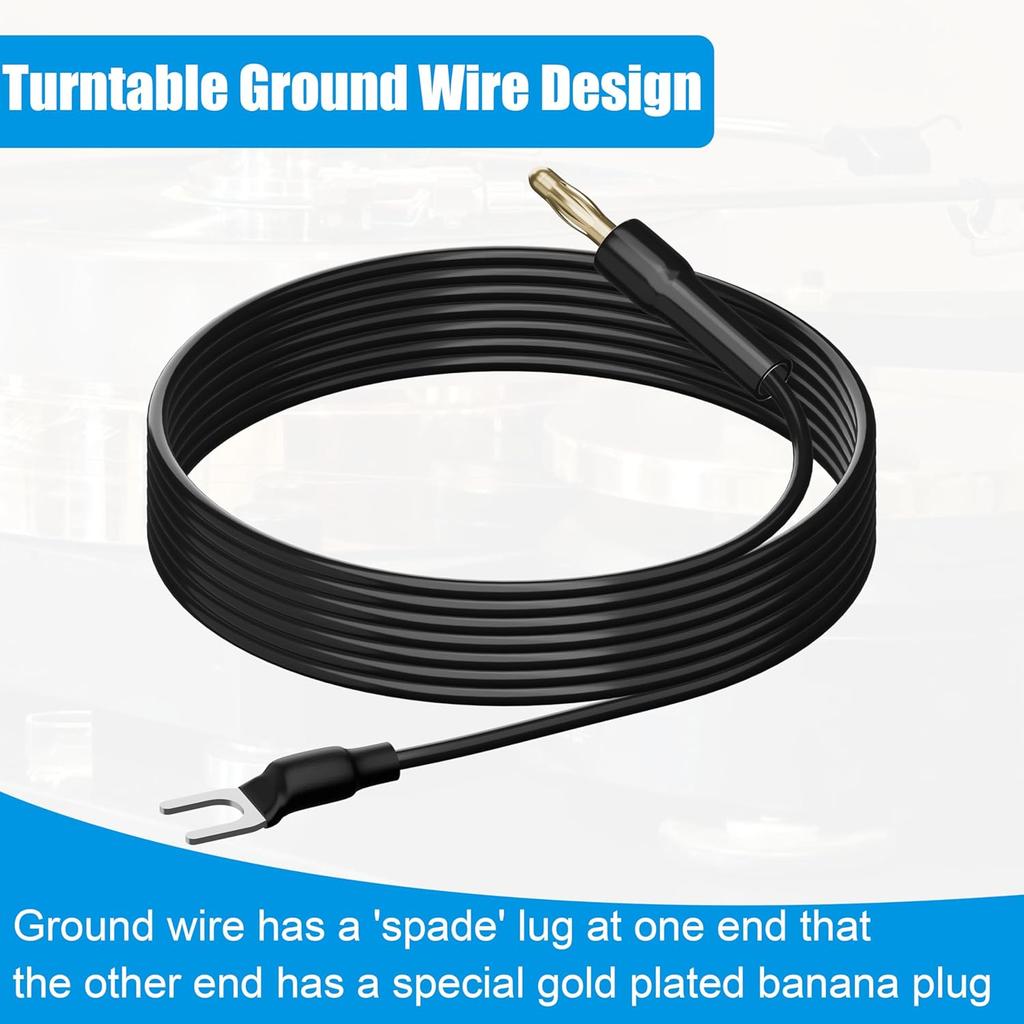 79.9-Inch Turntable Ground Wire for Turntable Custom Plug Electroplating Long Process (C Vinyl Ground Wire Banana Plug)