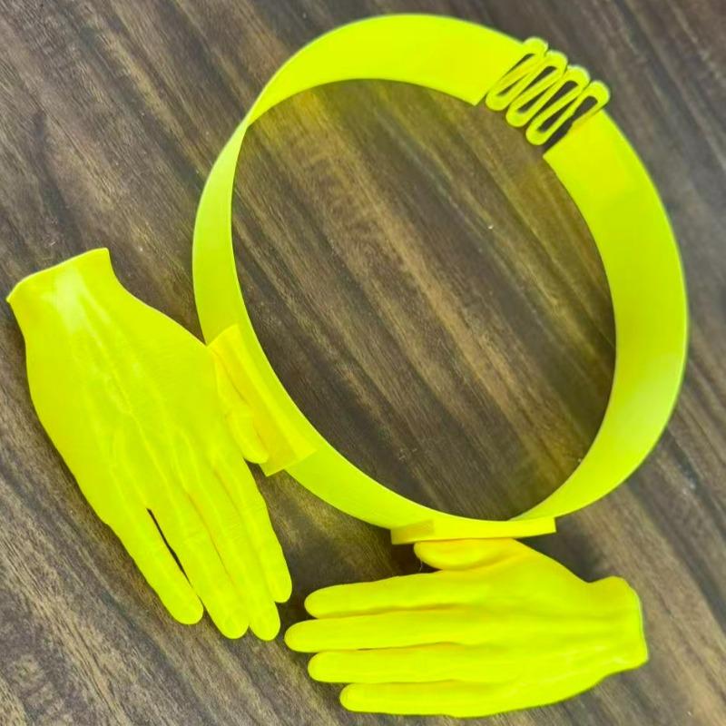 2026 Yellow Two Plam Hands-Free Sun Visor Headband Summer Caps Outdoor 3D Printed Plastic Creative Sun Hat Party Decoration Hat