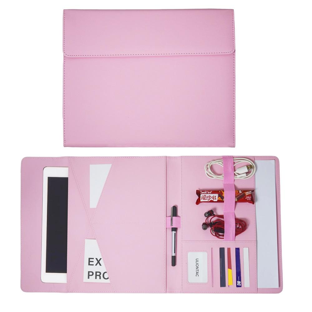 Тройной Folder Portfolio Портфель Кожаное Ощущение Pu A4 Padfolio Многофункциональное Хранение Магнитная Застежка Id Визитная Карточка Ipad Качество