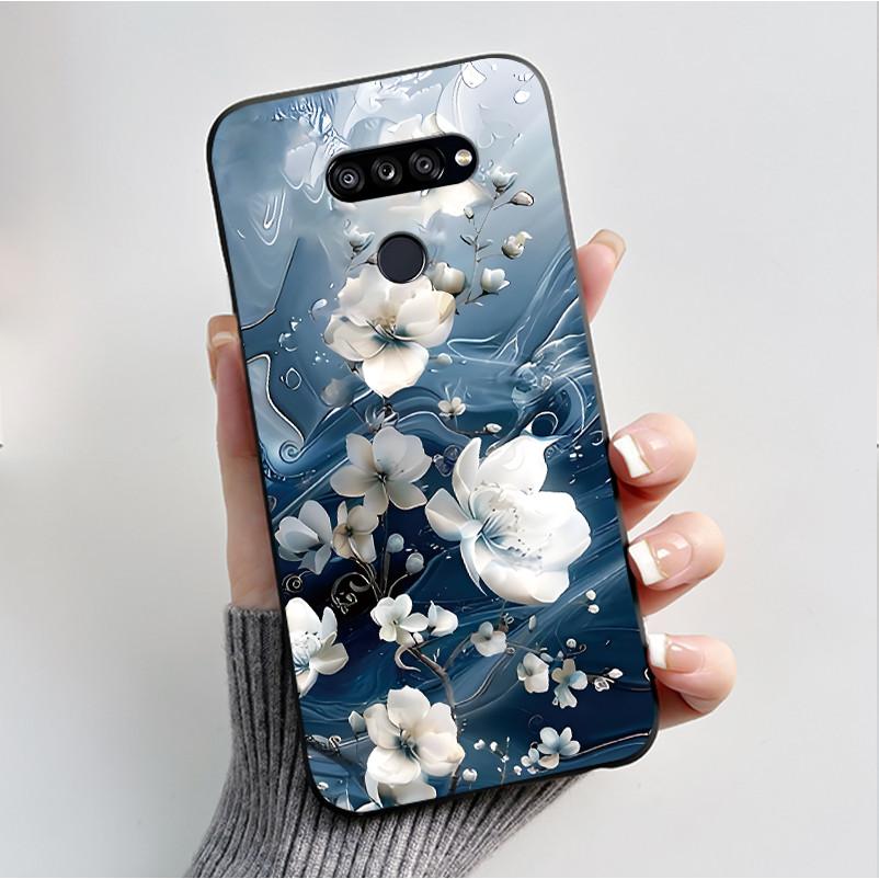 Soft Case For LG K50S K40S Phone Case LMX540HM LM-X540 LMX430HM LM-X430 Fashion Butterfly Flower Black Silicone Bumper Cover