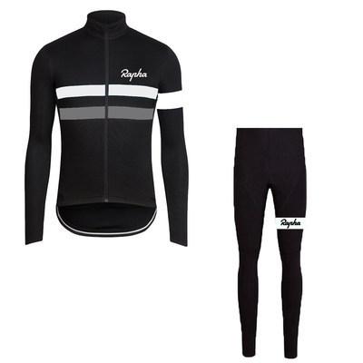 Autumn/Winter Long-Sleeve Cycling Suit Set for Men, Quick-Dry Breathable Mountain Bike Riding Suspender Pants