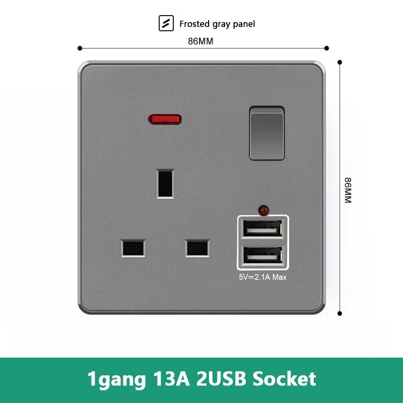 Великобритания 13A с USB Type-c 18W быстрая зарядка настенная силовая розетка вилка, Универсальный настенный выключатель света двойной USB электрическая розетка AC110-250V