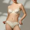 Women's Ultra Thin Sexy Satin Join Lace Big Chest Show Small Anti Droop Underwear Suit