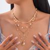 Аксессуары Простой темперамент имитация жемчуга ожерелье Женщины, океанский стиль многослойное наслоенное ожерелье из ракушек морской звезды