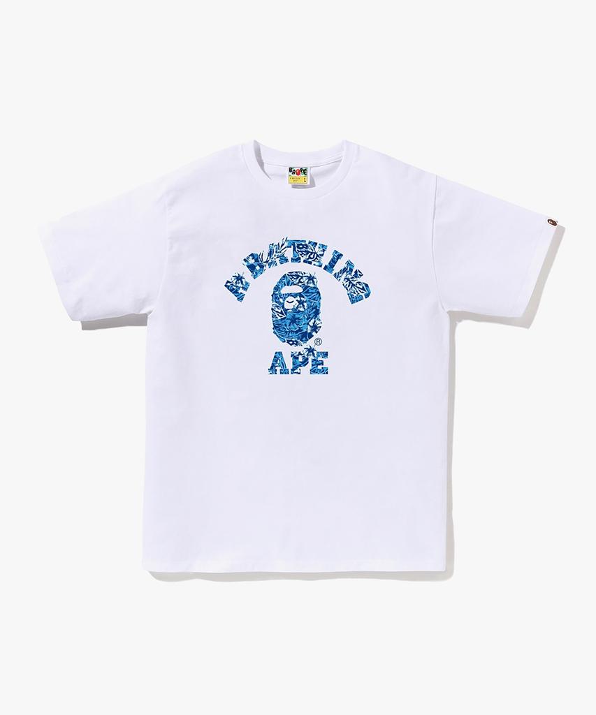 Bape Колледжная футболка Palm Resort с камуфляжным принтом (M) Белый/Синий