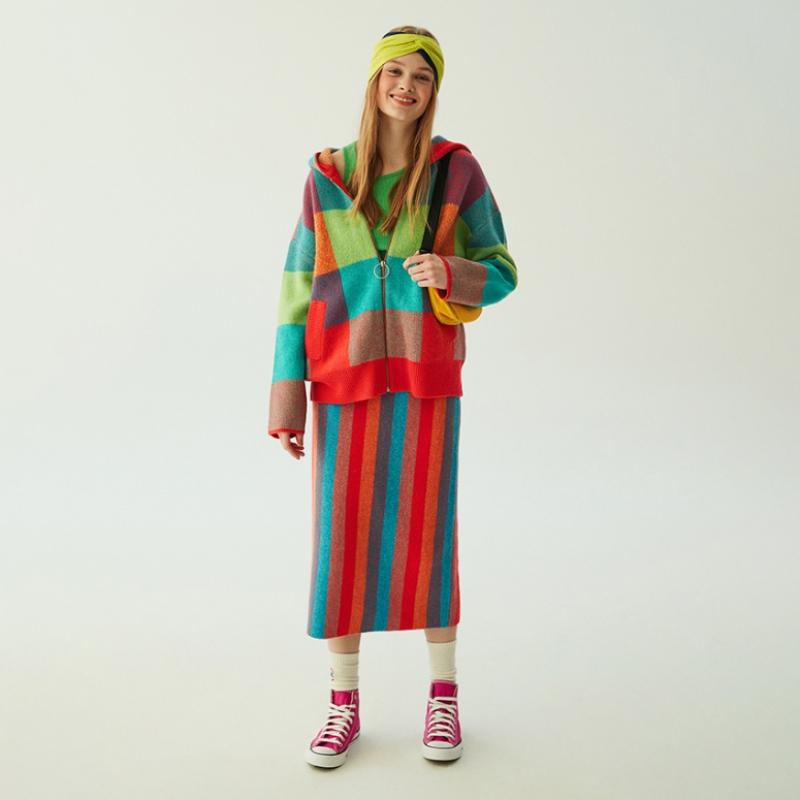  Benetton Benetton Многоцветная полосатая трикотажная юбка Bask04311 Hp